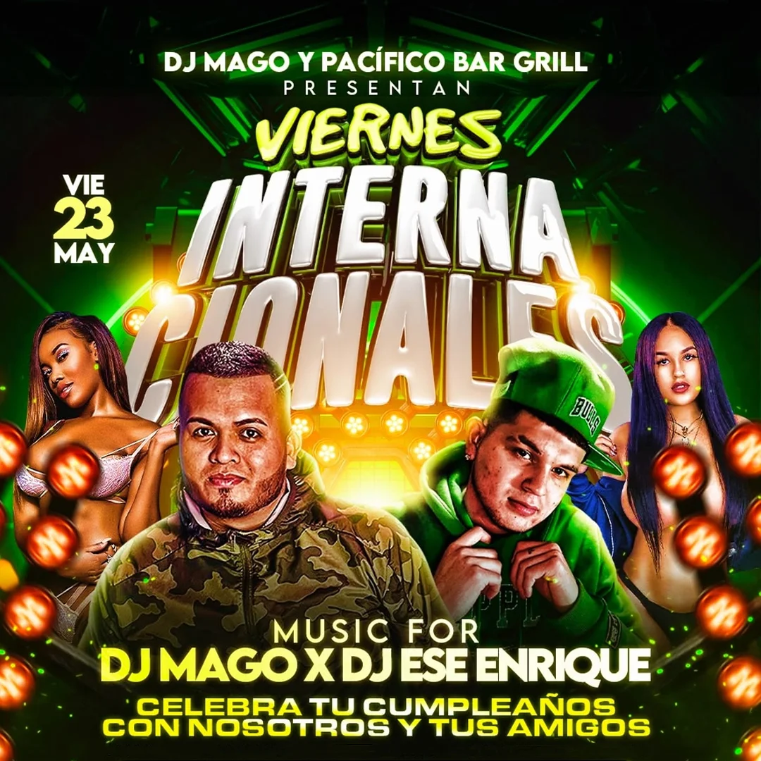 Interna Dj flyer neon green 3D text effects